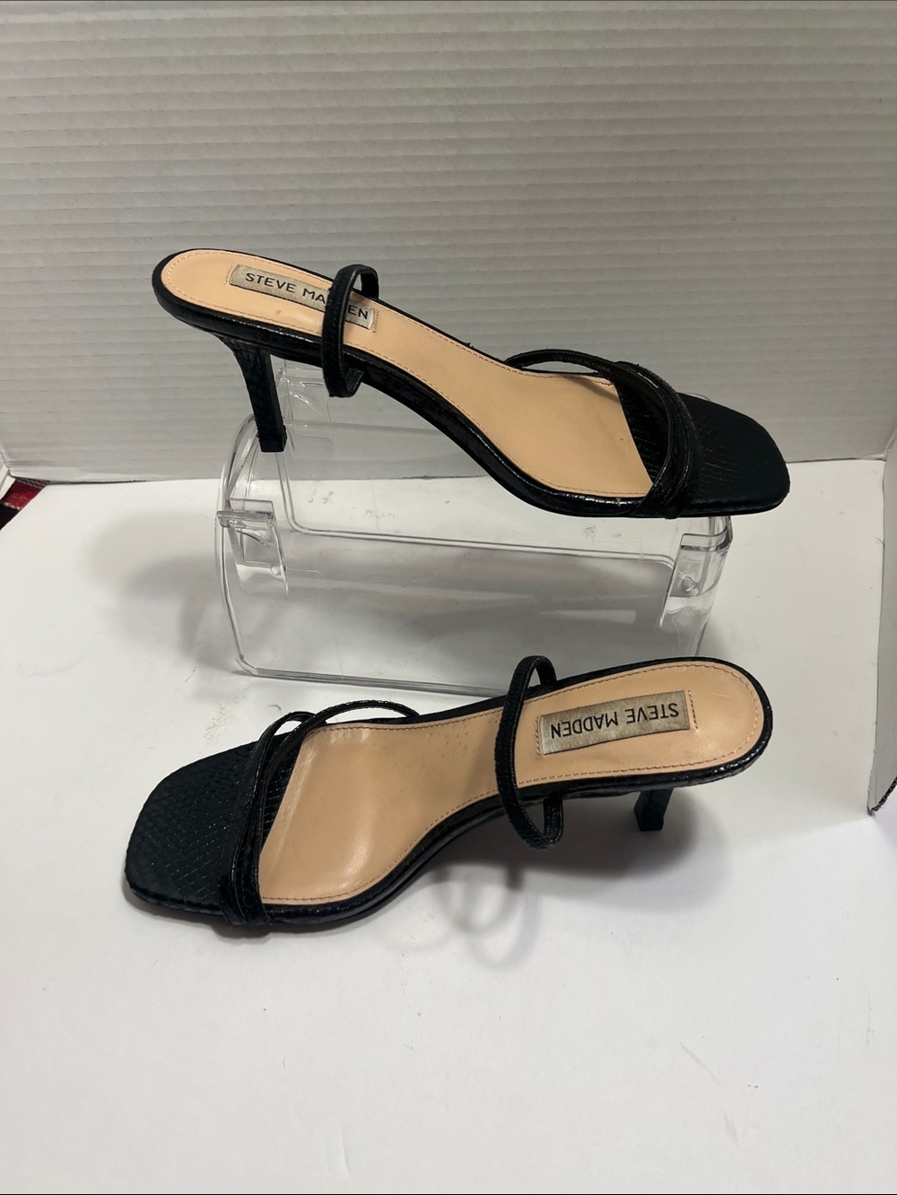 Steve Madden Black Strappy Kitten Heel Mules